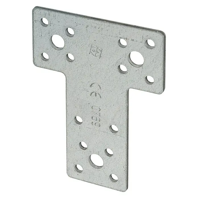 Stabilit T-Flachwinkel - L x B: 80 x 68 mm, Stahl - T-förmiger Metallverbinder mit mehreren Löchern zur sicheren Befestigung von Holz oder anderen Baumaterialien. Ideal für den Bau.
