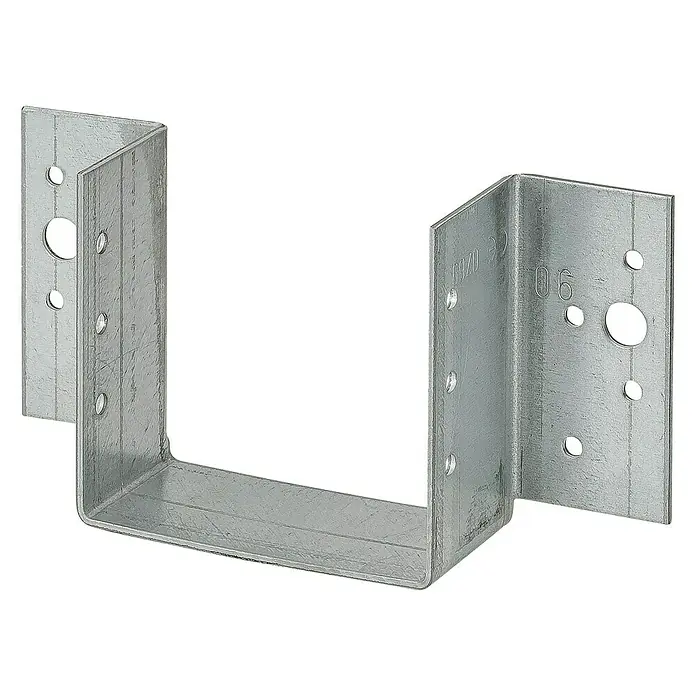 Stabilit Balkenschuh Typ A - B x H: 90 x 88 mm, Stahl - Ein stabiler, verzinkter Balkenschuh mit präzisen Bohrlöchern für eine sichere Befestigung von Holzbalken und Konstruktionen.