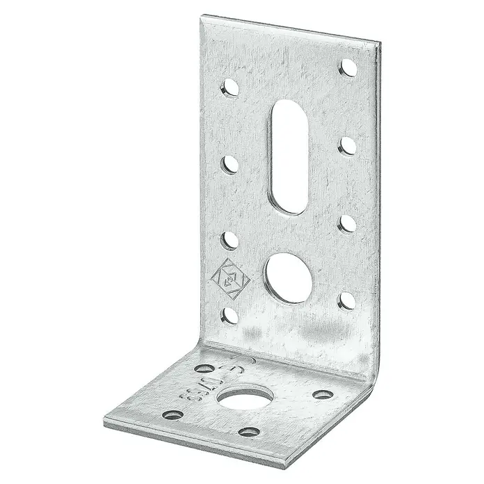 Stabilit Winkelverbinder - L x B x H: 90 x 48 x 48 mm, Stärke: 3 mm - Winkelverbinder aus Metall mit mehreren Löchern in verschiedenen Größen zur Befestigung, ideal für Holzkonstruktionen und Heimwerkerprojekte.