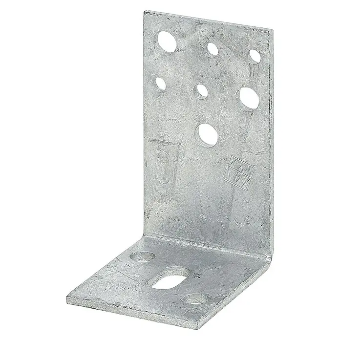 Stabilit L-Stützenschuh - L x B x H: 70 x 60 x 110 mm, Verzinkt - Winkelverbinder aus Metall mit Löchern zur Befestigung. Ideal für Holzkonstruktionen und andere Bauprojekte.