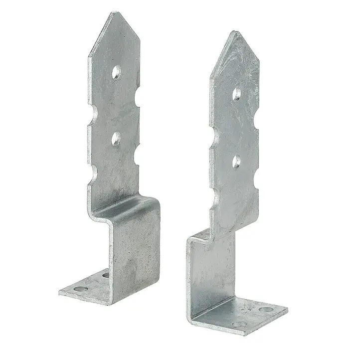 Stabilit Stützenschuh - L x B x H: 214 x 60 x 50 mm, Anzahl Paare: 1 Stk. - Zwei Winkelverbinder aus Metall, ideal für Holzkonstruktionen, bieten Stabilität und sichere Verbindungen.