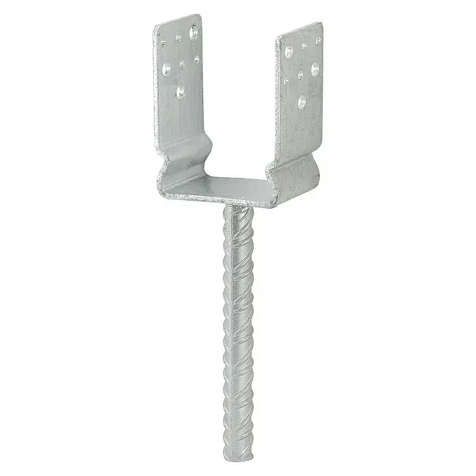 Vormann Schwerer Stützenschuh - L x B x H: 71 x 60 x 125 mm - Einbetonierstütze aus verzinktem Stahl mit U-Form für sichere Befestigung von Holzkonstruktionen im Außenbereich.