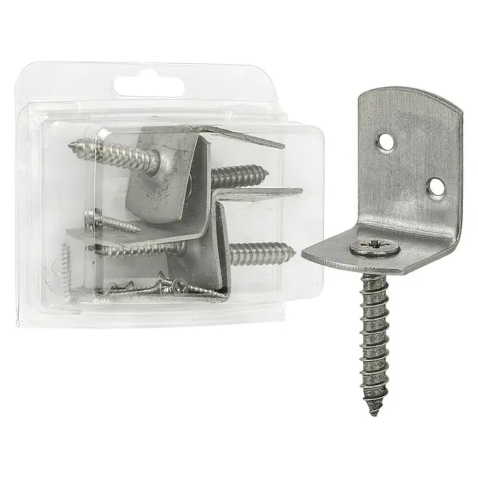 Vormann Flechtzaunbeschlag - Edelstahl - Packung mit Winkelverbindern mit Schrauben, ideal für Möbelreparaturen und -befestigungen, inklusive Einzelverbinder.