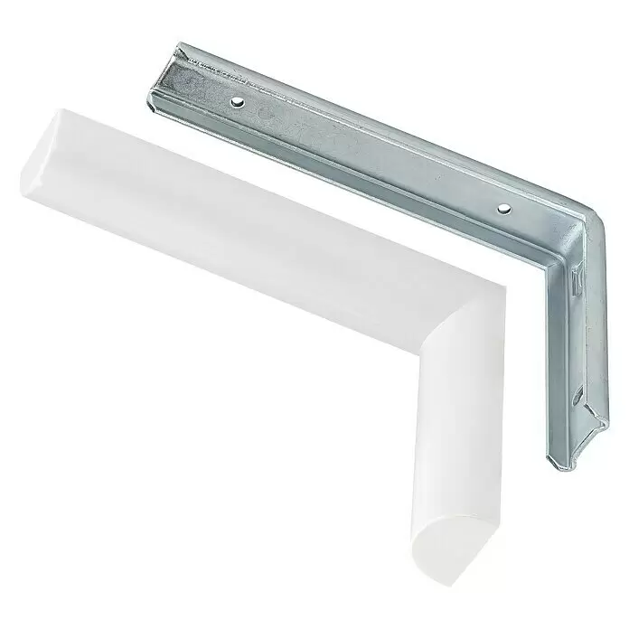 Vormann Soporte de pared para estantes C-Line - L x An x Al: 190 x 180 x 2 mm, Blanco - Dos soportes de estante en forma de L: uno blanco, uno metálico.