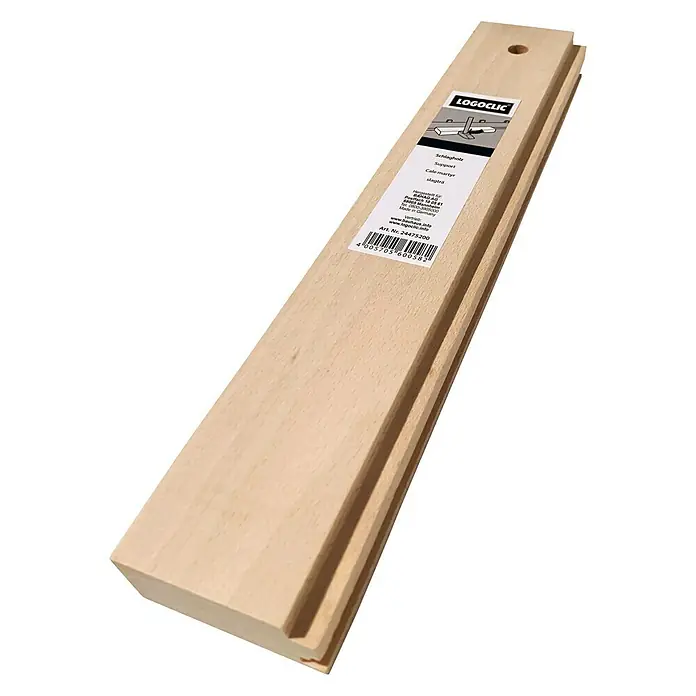 LOGOCLIC Verlegeklotz - 300 x 55 x 25 mm, Buche - Bild einer Holzleiste der Marke LOGOCLIC. Ideal als Schlagholz, Support, Cale mortyr oder slagtör für Handwerker und Heimwerker.