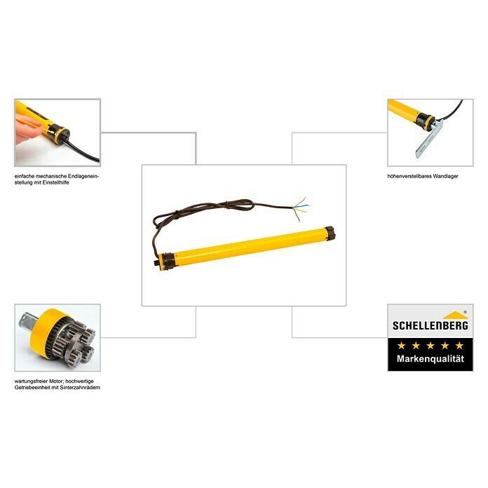 Schellenberg Rohrmotor Rollopower Action Maxi 6Max. Rollladenfläche: 3 m² bei Kunststoffrollläden, Einbaulänge: 500 mm, Zugkraft: 15 kg Unknown