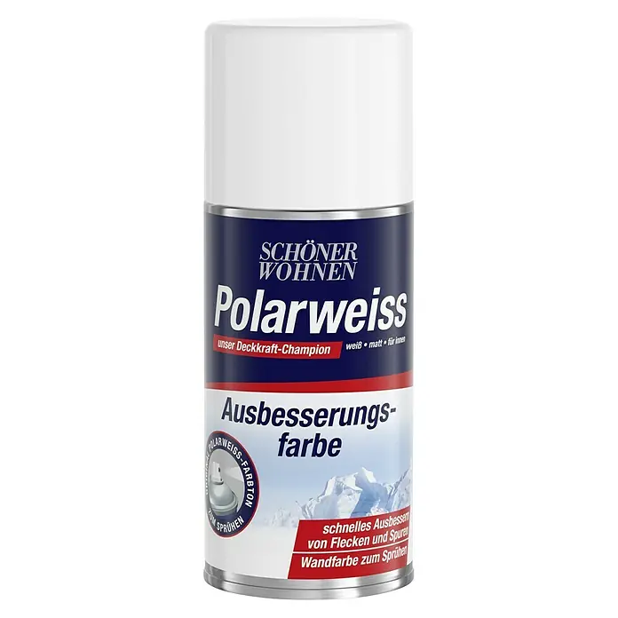 SCHÖNER WOHNEN-Farbe Wandfarbe Polarweiß-Spray - Weiß, Matt, 150 ml, Konservierungsmittelfrei - Sprühdose Polarweiss Ausbesserungsfarbe von Schöner Wohnen, ideal zum Ausbessern von Flecken und Spuren an Wänden im Innenbereich.