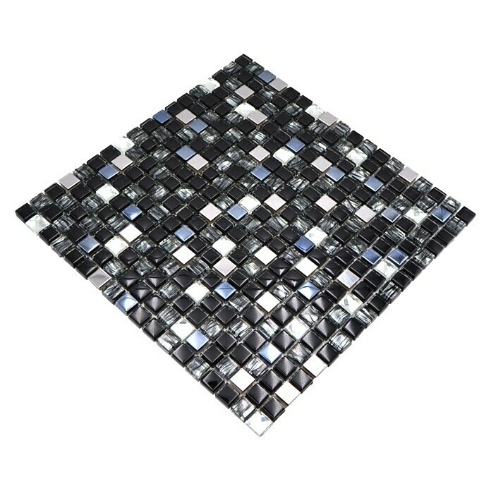 Mosaikfliese Quadrat Crystal Mix XCM M780 (30 x 30 cm, Schwarz, Glänzend)