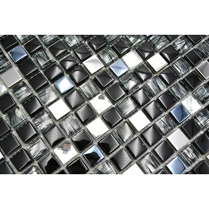 Mosaikfliese Quadrat Crystal Mix XCM M780 (30 x 30 cm, Schwarz, Glänzend)