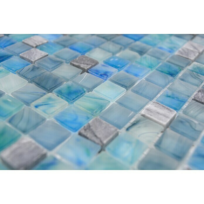 Mosaikfliese Quadrat Crystal Mix XCR 1501 (29,5 x 29,5 cm, Grün/Blau, Glänzend)