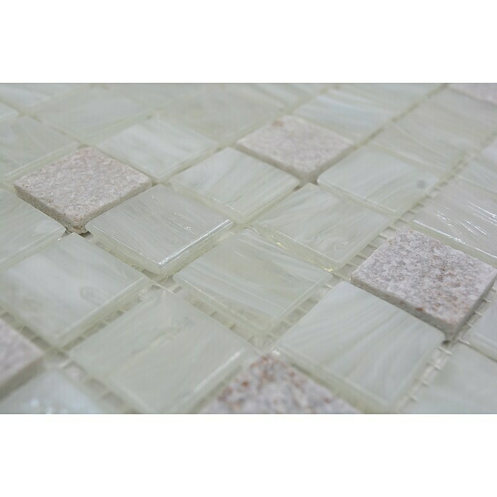 Mosaikfliese Quadrat Crystal Mix XCR 2503 (30,2 x 30,2 cm, Weiß, Glänzend)