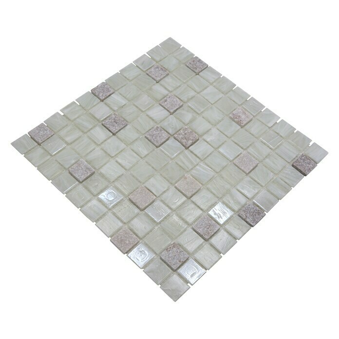 Mosaikfliese Quadrat Crystal Mix XCR 2503 (30,2 x 30,2 cm, Weiß, Glänzend)