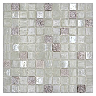 Mosaikfliese Quadrat Crystal Mix XCR 2503 (30,2 x 30,2 cm, Weiß, Glänzend)