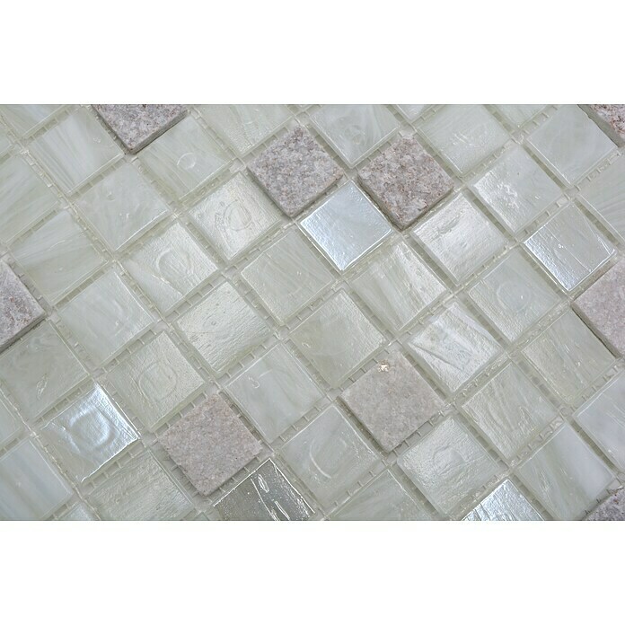 Mosaikfliese Quadrat Crystal Mix XCR 2503 (30,2 x 30,2 cm, Weiß, Glänzend)