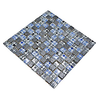Mozaik pločica Quadrat Crystal Struktur XCM CB07 (30 x 30 cm, Crno-plave boje, Sjaj)