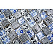 Mosaikfliese Quadrat Crystal Struktur XCM CB07 (30 x 30 cm, Schwarz/Blau, Glänzend)