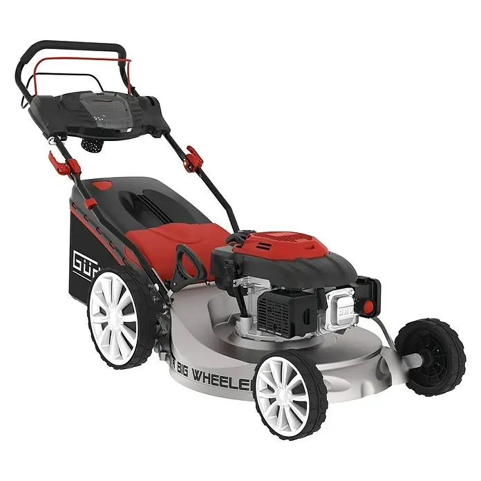 Güde Benzin-Rasenmäher Big Wheeler 553.1 R ALU - 196 cm³, Schnittbreite: 55 cm - Abbildung eines Gürde BIG WHEELER Rasenmähers, der für seine großen Räder und sein effizientes Design bekannt ist.