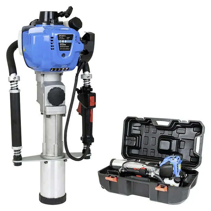 Güde Benzin-Pfahlramme GPR 801 E - 1 kW - Der GÜDE GPR 801 E Erdlochbohrer mit praktischem Transportkoffer, ideal für Gartenarbeiten und den schnellen Einsatz.