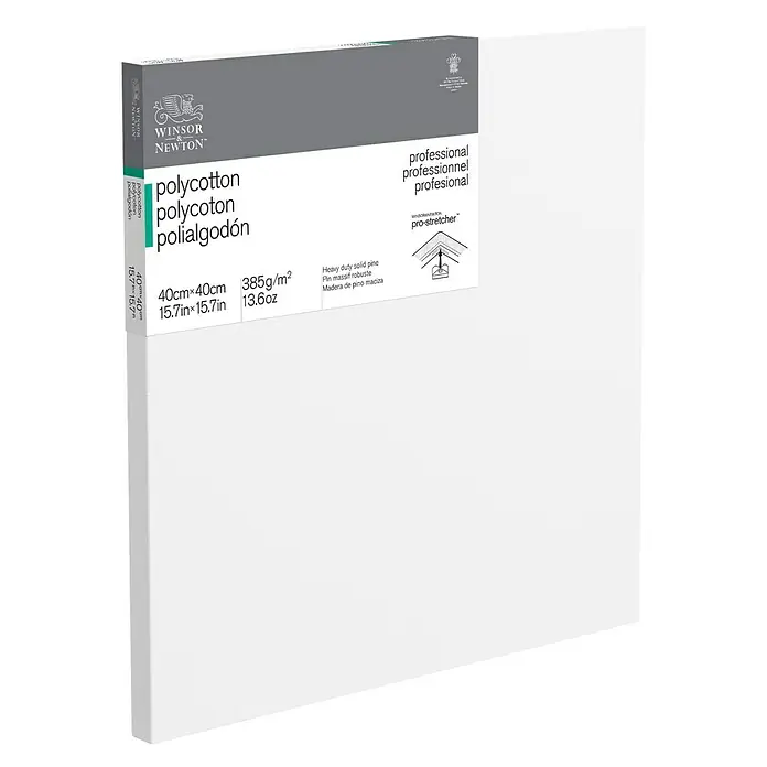 Winsor & Newton Keilrahmen Professionell - 40 x 40 x 2,1 cm, Baumwoll-Mischgewebe, 3-fach grundiert, Grammatur: 385 g/m², Mittelfein - Winsor & Newton Keilrahmen, bespannt mit Polycotton-Gewebe, ideal für professionelle Künstler und Hobbyanwender.