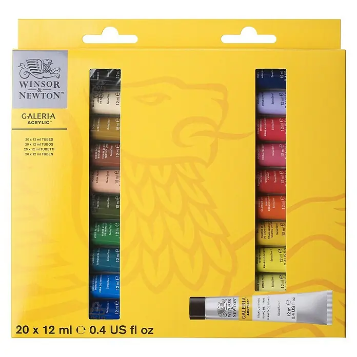 Winsor & Newton Galeria Acrylfarben-Set - 20 Stk. x 12 ml, Tube - Winsor & Newton Galeria Acrylic Farben Set mit 20 Farben à 12ml für Künstler und Hobbyanwender.