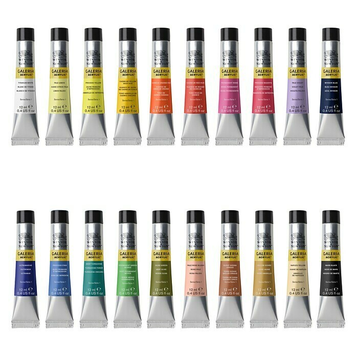 Winsor & Newton Galeria Acrylfarben-Set20 Stk. x 12 ml, Tube View From Above