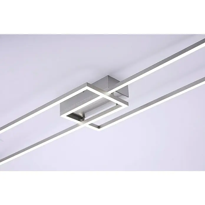 Just Light LED-Deckenleuchte Iven - 40 W, L x B x H: 110 x 25 x 7 cm, Stahl, Warmweiß - Moderne LED-Deckenleuchte in Silber mit geometrischen Formen. Elegantes Design für stilvolle Innenräume, sorgt für helle und effiziente Beleuchtung.