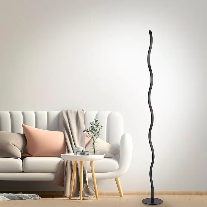 Paul Neuhaus LED-Stehleuchte Wave - 29 W, Höhe: 120 cm, Gold, Warmweiß - Elegante, schwarze LED-Stehlampe mit geschwungenem Design als moderne Beleuchtung für Wohnräume. Sie sorgt für eine angenehme Atmosphäre.