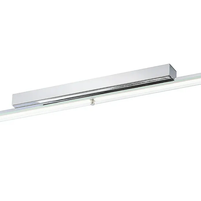 Paul Neuhaus LED-Spiegelleuchte - 30 W, L x B x H: 120 x 4,2 x 5,5 cm, Tageslichtweiß - Das Bild zeigt eine moderne, silberne Lampe, die an einer Schiene befestigt ist und ein elegantes Design aufweist. Sie ist eine ideale Lösung für eine stilvolle Beleuchtung.