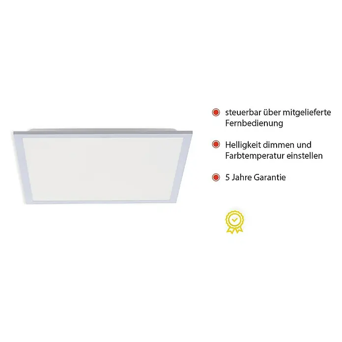 Paul Neuhaus LED-Panel Flat - 25 W, L x B x H: 22,5 x 22,5 x 7,5 cm, Eisen, Warmweiß - Deckenleuchte mit Dimmfunktion und Fernbedienung. Genießen Sie die einfache Steuerung und die einstellbare Farbtemperatur. Inklusive 5 Jahre Garantie.