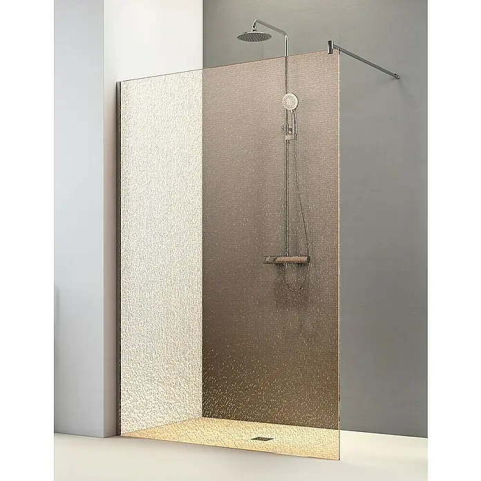 Camargue Duschwand Crash Glass - B x H: 135 x 200 cm, Beschichtet, Bronze - Duschkabine mit strukturierter Glaswand und Chromarmaturen. Modernes Design für stilvolle Badezimmergestaltung.