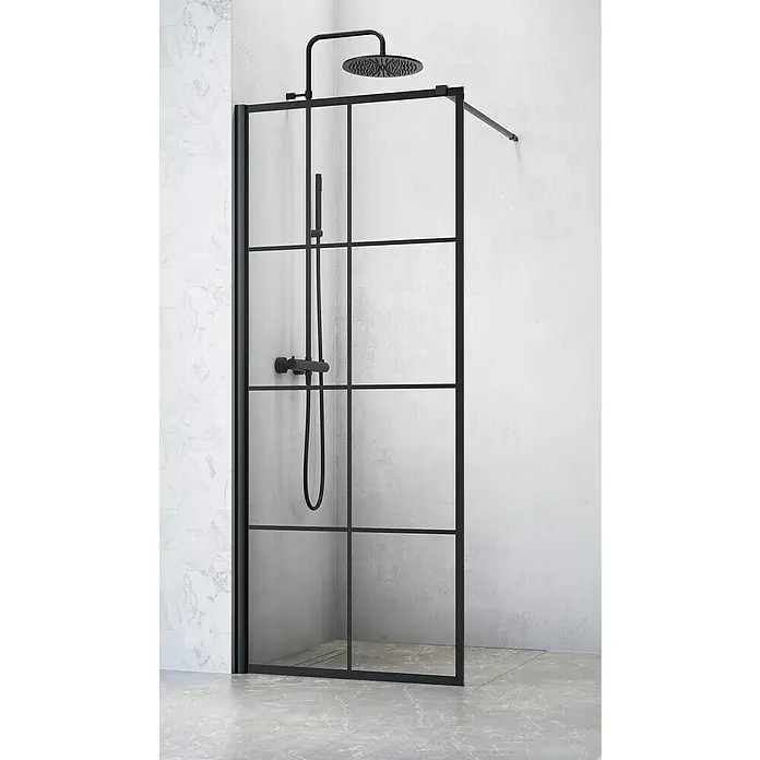 Camargue Göteborg Duschwand G6 - B x H: 80 x 200 cm, Beschichtet, Schwarz - Stilvolle Duschkabine mit schwarzem Rahmen und klarem Glas. Das moderne Design fügt sich nahtlos in jedes Badezimmer ein.