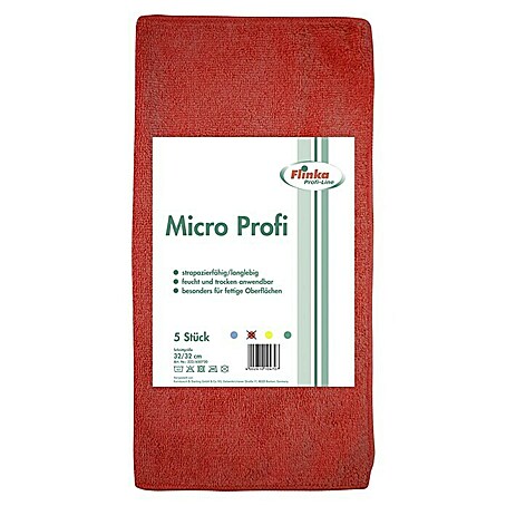Flinka Profi-Line Mikrofasertuch (5 Stk., 32 x 32 cm, Rot)