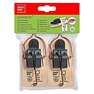 Swissinno SuperCat Mausefalle (Schlagfalle, Holz, 2 Stk.)
