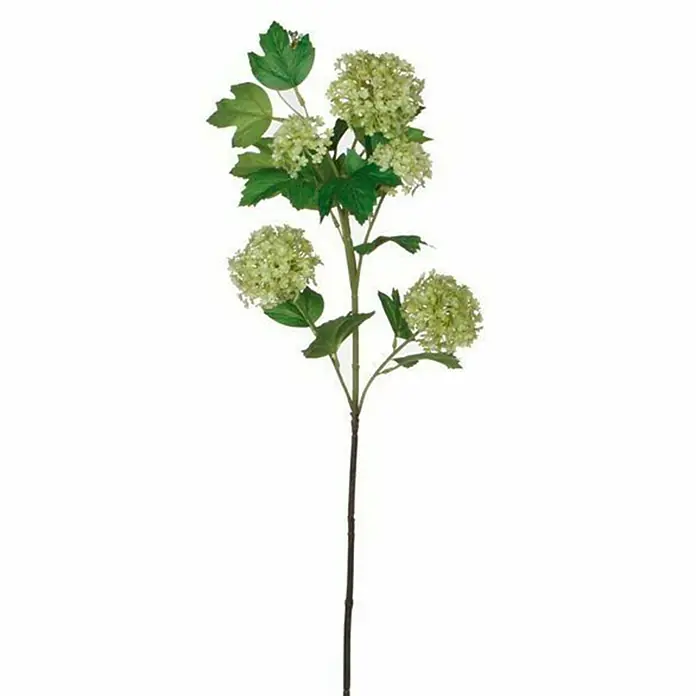 Kunstblume Viburnum - Höhe: 66 cm, Grün, Kunststoff - Künstlicher Schneeballstrauch mit grünen Blättern und Blütenbällen, ideal für Dekorationen.