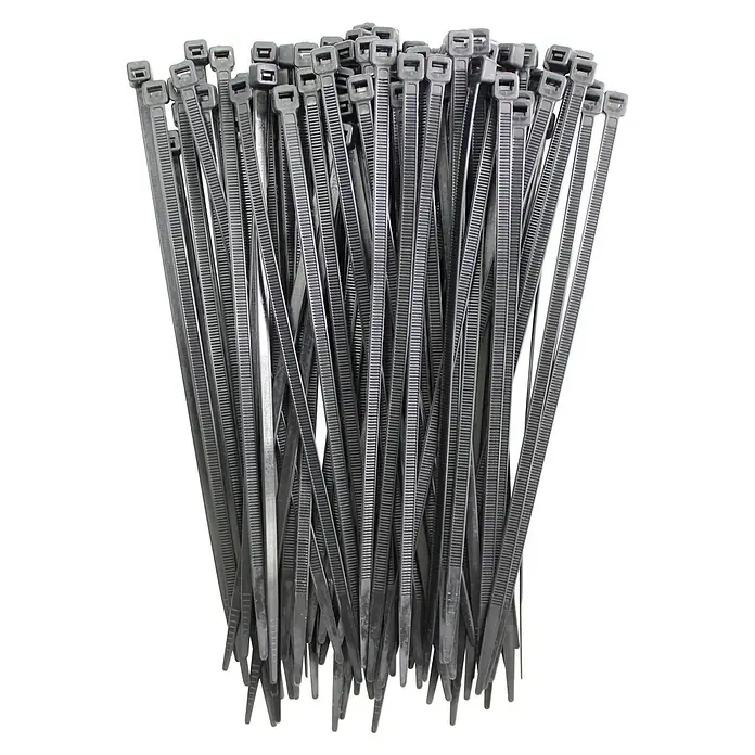 Profi Depot Kabelbinder - Schwarz, 200 x 4,8 mm, 100 Stk. - Ein Bündel schwarzer Kabelbinder, ideal zum Organisieren und Sichern von Kabeln und anderen Gegenständen. Robuste und zuverlässige Helfer.