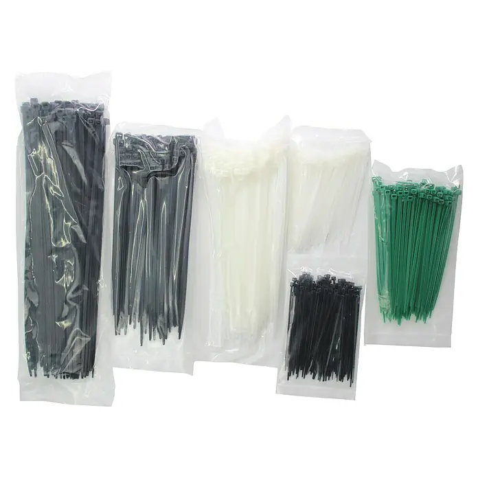 Voltomat Kabelbinder-Set - 600 -tlg. - Verschiedenfarbige Kabelbinder in transparenten Kunststoffverpackungen.