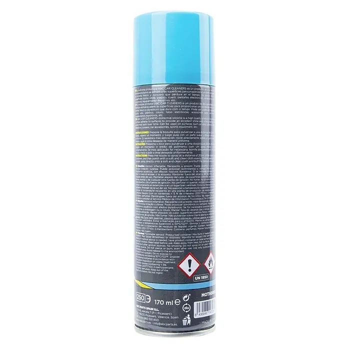 Limpia salpicaderos - 250 ml, Ocean - Aerosol de silicona protectora ABC CAR CLEANERS, lata de 170 ml para superficies de coche, proporciona brillo y protección.