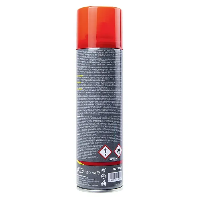 Limpia salpicaderos - 250 ml, Fresa - Bote de silicona protectora ABC CAR CLEANERS, un producto de calidad para superficies como vinilo, plástico, cuero, pantallas, accesorios de coche, etc.