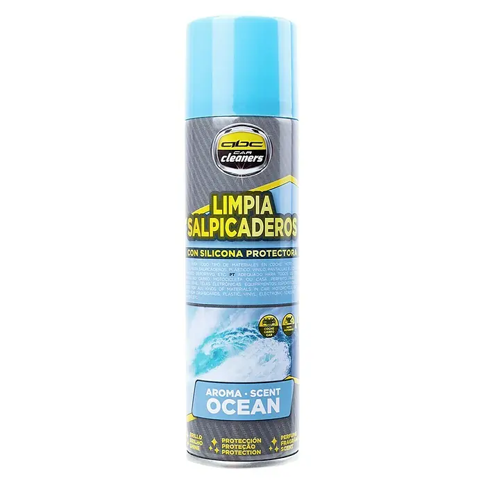 Limpia salpicaderos - 250 ml, Ocean - Bote de spray ABC Cleaners Limpia Salpicaderos Ocean con protección de silicona para todo tipo de materiales en coche, moto, deporte. Para salpicaderos, plástico.