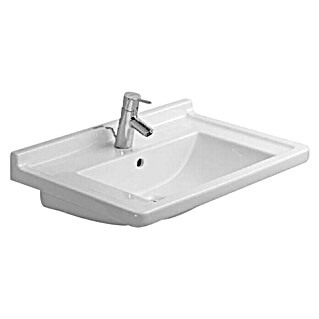 Duravit Starck 3 Waschtisch Typ 3 (70 x 49 cm, Ohne Spezialglasur, Anzahl Hahnlöcher: 1, Mit Überlauf, Weiß)