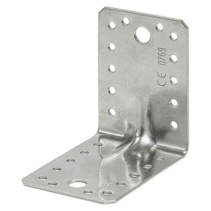 Stabilit Schwerlast-Winkelverbinder - L x B x H: 70 x 70 x 55 mm, Stahl, 24/6 Löcher - Winkelverbinder aus verzinktem Stahl mit zahlreichen Löchern zur Befestigung.