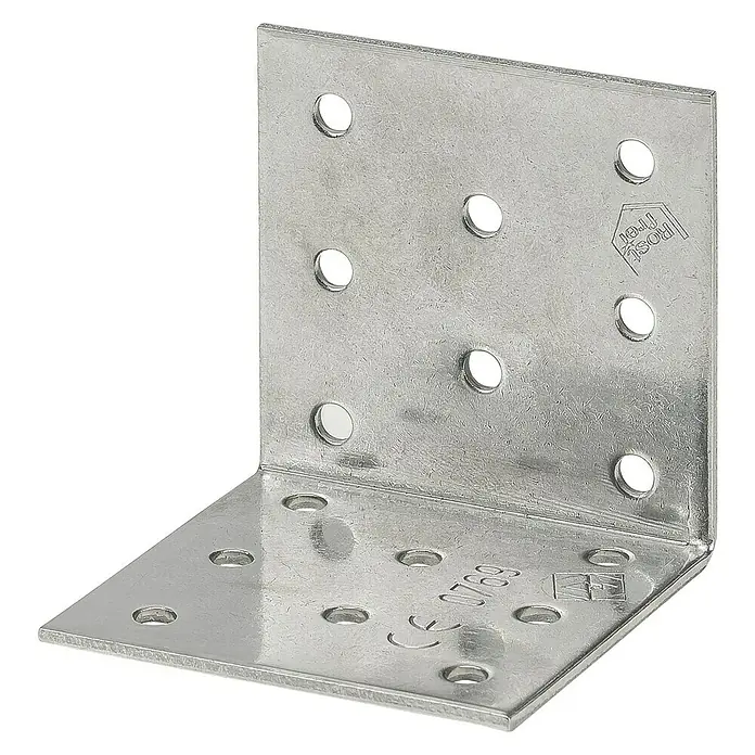 Stabilit LochplattenwinkelL x B x H: 60 x 60 x 40 mm, Edelstahl - Winkelverbinder aus Metall, ideal für stabile Verbindungen im Holzbau. Befestigungslöcher sorgen für festen Halt.