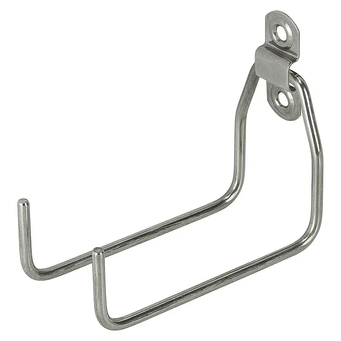 Vormann Universalhalterung - L x B x H: 120 x 55 x 4,8 mm - Ein robuster, verchromter Doppelrohrhaken zur Wandmontage, ideal für Werkstatt, Garage oder Abstellraum, um Werkzeuge und Ausrüstung ordentlich zu verstauen.