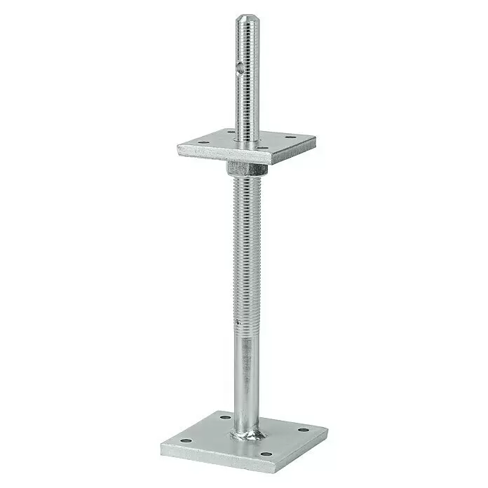 Stabilit Stützenschuh - L x B x H: 100 x 240 x 340 mm, Stahl, Verzinkt - Verstellbare verzinkte Metall-Gerüstspindel mit quadratischer Grund- und Kopfplatte.
