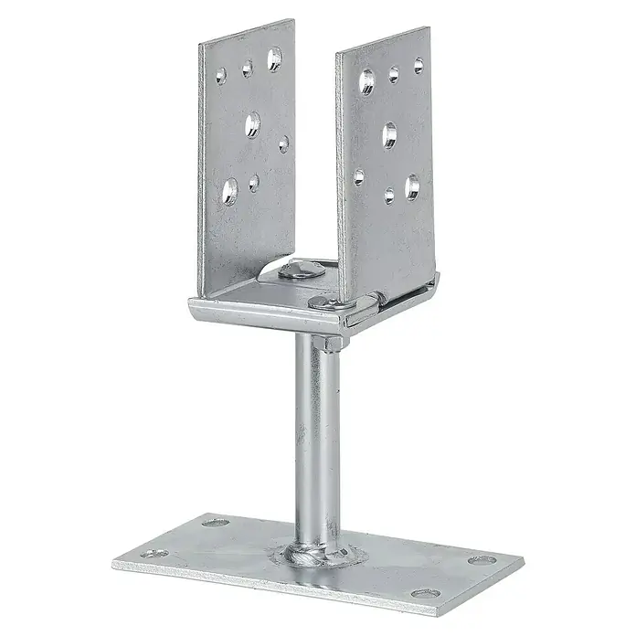 Vormann Verstellbarer Stützenschuh - L x B x H: 140 x 150 x 215 mm, 1 Stk. - Pfostenhalter aus Metall, verzinkt, zur sicheren Befestigung von Holzpfosten im Außenbereich. Robust und langlebig für vielfältige Bauprojekte.