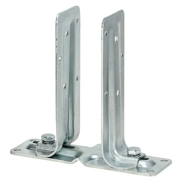 Vormann Stützfuß - L x B x H: 215 x 90 x 205 mm - Metallpfostenträger zur sicheren Befestigung von Holzpfosten, ideal für Zäune und Carports, mit Bolzen und Befestigungslöchern für hohe Stabilität.