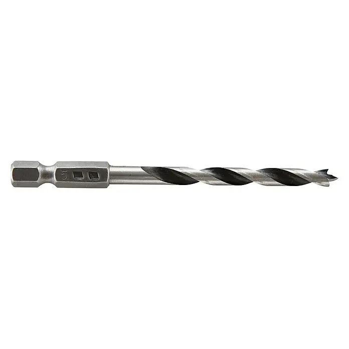 Wolfcraft Holzbohrer - 1 Stk., Durchmesser Bohrer: 5 mm, Sechskant - Bohrer mit Sechskantschaft und Zentrierspitze, ideal für präzise Bohrungen in Holz. Ein hochwertiges Werkzeug für professionelle Ergebnisse.