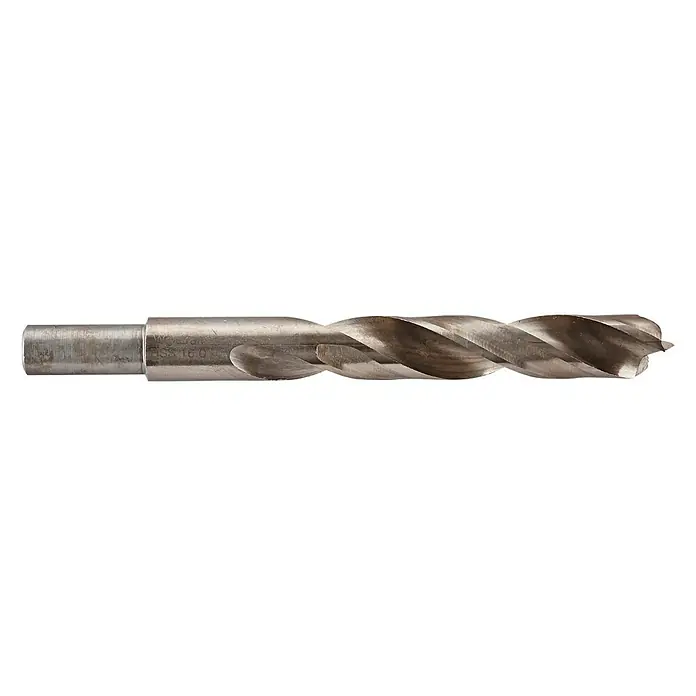 Wolfcraft Holzbohrer HSS Professional - 1 Stk., Durchmesser Bohrer: 16 mm - Nahaufnahme eines Metallbohrers, der sich ideal zum Bohren präziser Löcher in verschiedene Materialien eignet. Unverzichtbares Werkzeug.
