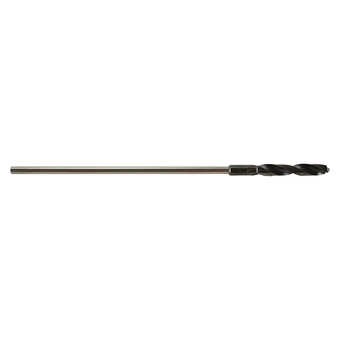 Wolfcraft Holzbohrer - Durchmesser Bohrer: 16 mm, 400 mm, 1 Stk. - Detailaufnahme eines langen, schmalen Bohrers vor schwarzem Hintergrund, ideal für präzise Bohrarbeiten in verschiedenen Materialien.