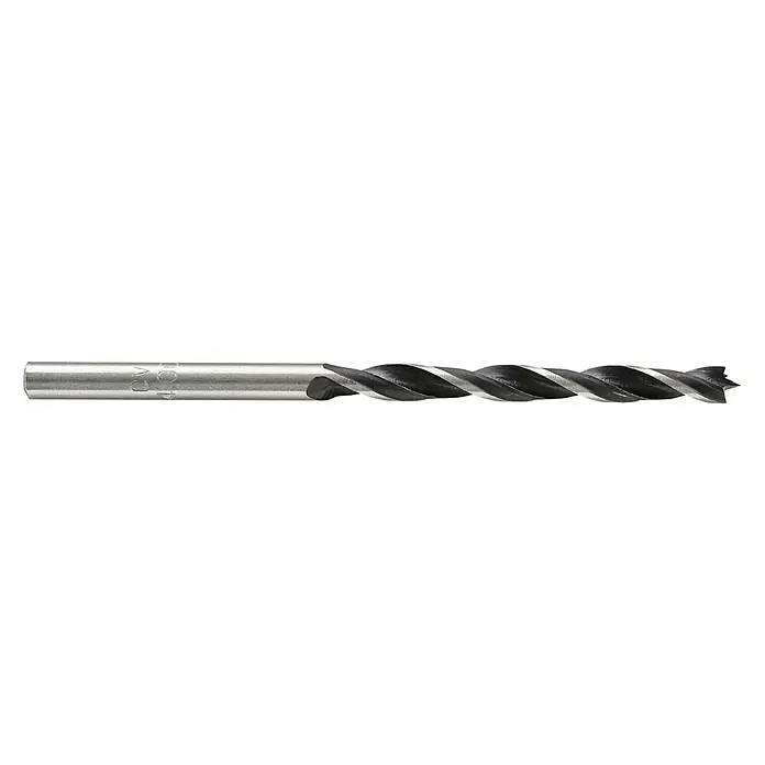 Wolfcraft Holzbohrer - Durchmesser Bohrer: 4 mm, Länge: 75 mm, 1 Stk. - Das Bild zeigt einen hochwertigen Holzbohrer mit spiralförmigen Schneiden, ideal für präzise Bohrlöcher in Holzwerkstoffen.